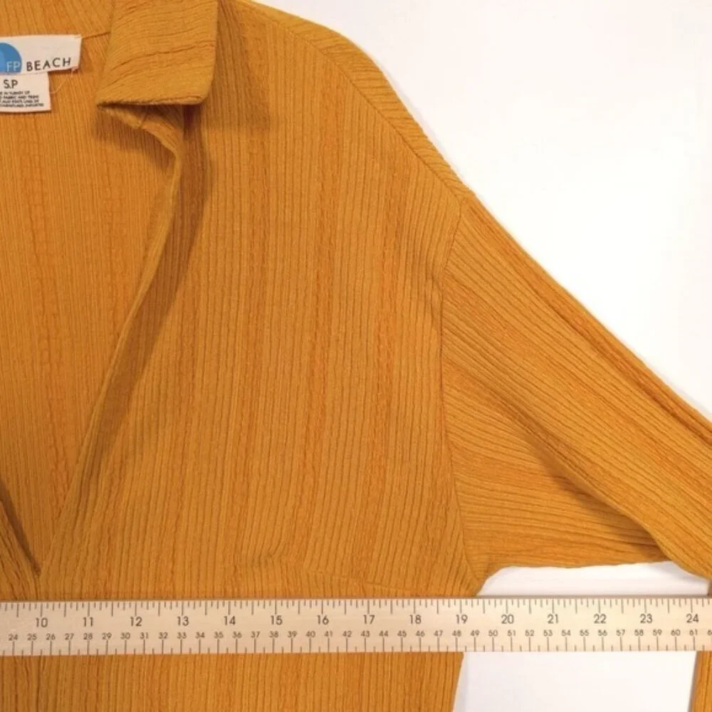 Free People Beach Aster Collar T-Shirt Midi‎ Dress Oversized Golden Yellow S/P